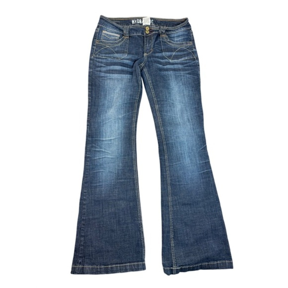 Women's Hydraulic Y2K 90s Retro Low Rise Dark Blue Flare‎ Denim Jeans Size
